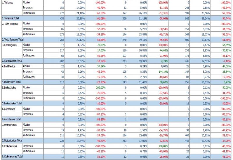 DATOS DE MATRICULACIONES CANARIAS EN ENERO DE 2021