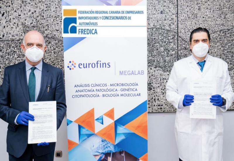 Don Pedro Modesto Campos Domínguez, Vocal de la Junta Directiva, en el momento de la firma con EUROFINS